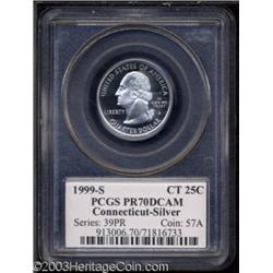 1999-S 25C Connecticut Silver PR70 Deep Cameo PCGS.