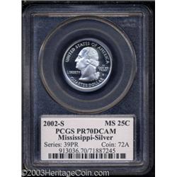 2002-S 25C Mississippi Silver PR70 Deep Cameo PCGS.