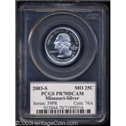 2003-S 25C Missouri Silver PR70 Deep Cameo PCGS.