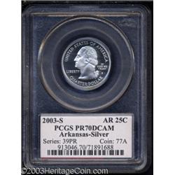 2003-S 25C Arkansas Silver PR70 Deep Cameo PCGS.