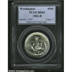 1982-D 50C Washington Silver Half Dollar MS69 PCGS.
