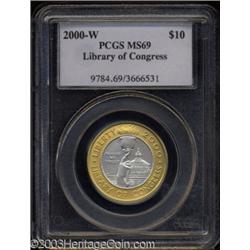 2000-W $10 Library of Congress MS69 PCGS.