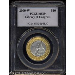 2000-W $10 Library of Congress MS69 PCGS.