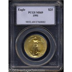 1991 G$25 Half-Ounce Gold Eagle MS69 PCGS.