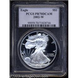 2002-W $1 Silver Eagle PR70 Deep Cameo PCGS.
