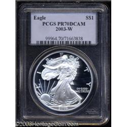 2003-W $1 Silver Eagle PR70 Deep Cameo PCGS.