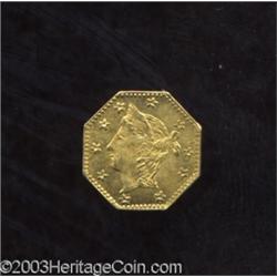 "1865" Liberty Head Octagonal California Gold Token MS64 Uncertified.