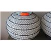Image 2 : Qty 2 Round White Morrocan Hanging Candle Lanterns - Black Wire, Linen - Approx. 14" dia.