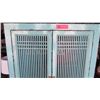 Image 2 : Tall Aqua Wood Cabinet w/Slatted Dbl Doors, 3 Bottom Drawers 28"W X 15"D X 71"H
