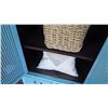 Image 8 : Tall Aqua Wood Cabinet w/Slatted Dbl Doors, 3 Bottom Drawers 28"W X 15"D X 71"H