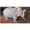 Image 2 : Large Carved Solid Hardwood Elephant approx. 39" Long, 21" Tall - Whitewash Accent