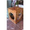 Image 2 : Pair: Joined Wood Side Tables w/Round Cutouts on All Sides - 14.5" X 15" X 18.5" H
