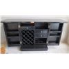 Image 1 : Black Lacquer Fold-Out Bar/Wine Cabinet - 38.5" W X 20" D X 42" H (75"W fully opened)