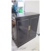 Image 8 : Black Lacquer Fold-Out Bar/Wine Cabinet - 38.5" W X 20" D X 42" H (75"W fully opened)