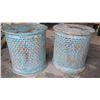 Image 2 : Pair: Recycled Round Mango Wood Nighstands/End Tables (18" dia, 18.5" H) - Weathered Blue