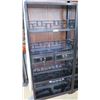 Image 1 : 4-Shelf Coffee Lacquer Geometric Shelving Unit, 2 Drawers 33.5"W X12.5" D X 73.5" H