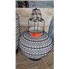 Image 2 : 2 Morrocan Hanging Candle Lantern, Wire/Mesh Linen (1 Rnd, 1 Birdcage) 14" dia
