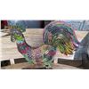 Image 2 : Decorative Painted Rooster - Hammered Metal Approx. 27" X 27" Tall