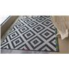 Image 1 : 78X79 Black & White Geometric Patterned Rug - Used/Worn Condition