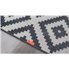 Image 2 : 78X79 Black & White Geometric Patterned Rug - Used/Worn Condition