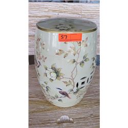 Porcelain Garden Stool - Gardenia Floral Motif, Oriental Style - 18  Tall