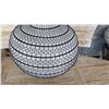 Image 2 : Large Round Hanging Candle Lantern (Black Wire and White Linen) - 20" Diameter