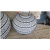 Image 2 : Qty 2 White Round Morrocan Hanging Candle Lanterns - Wire, Linen - 14" dia. & 20" dia