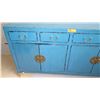 Image 2 : Blue Lacquer Sideboard w/3-Drawers, 2 Cabinets - Approx. 60" X 17.5" D X 34" H