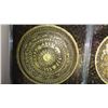 Image 2 : Pair Canvas Wall Art: Gold Medallion on Black Lacquered Ground, Relief Texture - 31.5" X 31.5"