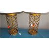 Image 2 : Pair: Bronzed Gold Column Lamps w/Shades - Approx. 26.5" Tall, Shades 14" Diameter