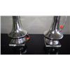 Image 2 : Pair: Curvy Mercury Buffet Lamps w/Black Drum Shades 30" Tall, Shades 14.5" Dia.