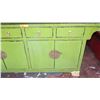 Image 2 : Lacquered Altar Cabinet - Olive Green 70" X 17.5" X 32" H