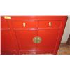 Image 2 : Red Lacquer Cabinet w/ 4 Drawer 63" X 16.5" X 34" H