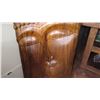 Image 3 : Solid Carved Hardwood Buddha Wall Panel (Rich-Grained Dark Wood) 32"W, 2.5" thick, 51"H