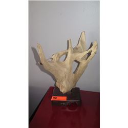 Nature-Sculpted Wood Form - Mounted on Base16" Tall  - Natural Wood