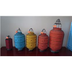 4 Misc Birdcage Morrocan Hanging Candle Lanterns - 3 are 20" H, lrg 27", sml 12.5"