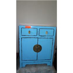 Turquoise Blue Lacquer Nightstand Chest - 2 ft X 16" X 29" H