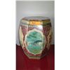 Image 1 : Handpainted Cedar Octagonal Storage Bin (Bird Motif) 17.5" Tall, 12" Dia.
