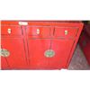 Image 2 : Red Lacquer Cabinet w/ 4 Drawers 51" X 19" X 35" H