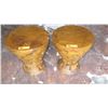 Image 1 : Pair: Joined-Wood Hardwood Goblet End Tables 15" dia, 18" tall