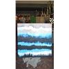 Image 1 : Large Abstract Oil on Mounted Canvas - Blue/Gray Composition 58" X 58"