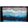 Image 2 : Large Abstract Oil on Mounted Canvas - Blue/Gray Composition 58" X 58"