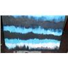 Image 3 : Large Abstract Oil on Mounted Canvas - Blue/Gray Composition 58" X 58"