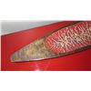Image 2 : Elongated Narrow Carved Wooden Tray - Dark Wood w/Red Crackle Interior