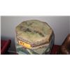 Image 2 : Handpainted Cedar Octagonal Storage Bin (River Village Motif) 17.5"H, 12" Dia.