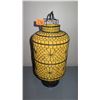 Image 1 : Yellow Morrocan Hanging Candle Lantern (Birdcage) - Wire, Linen 8" dia., 17" H
