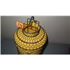 Image 2 : Yellow Morrocan Hanging Candle Lantern (Birdcage) - Wire, Linen 8" dia., 17" H