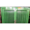 Image 2 : Tall  Parrot Green Cabinet w/Slatted Doors, 3 Drawers 35" X 18" X 73" H