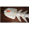 Image 2 : X-Lrg Solid Wood Carved Fish Skeleton - Light Wood 55" X 10.5" (flat back). Chipped spike