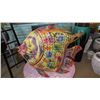 Image 1 : Lrg Painted Yellow Fish - Hammered Metal 41" X 31" X 5". Has hanging chain
